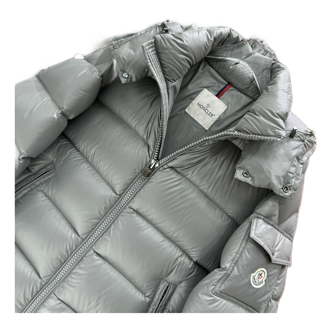 Moncler Maya Hooded Down Puffer – Gray