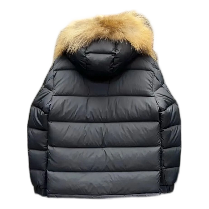 Moncler Fur-Trim Hooded Short Puffer Jacket – Black