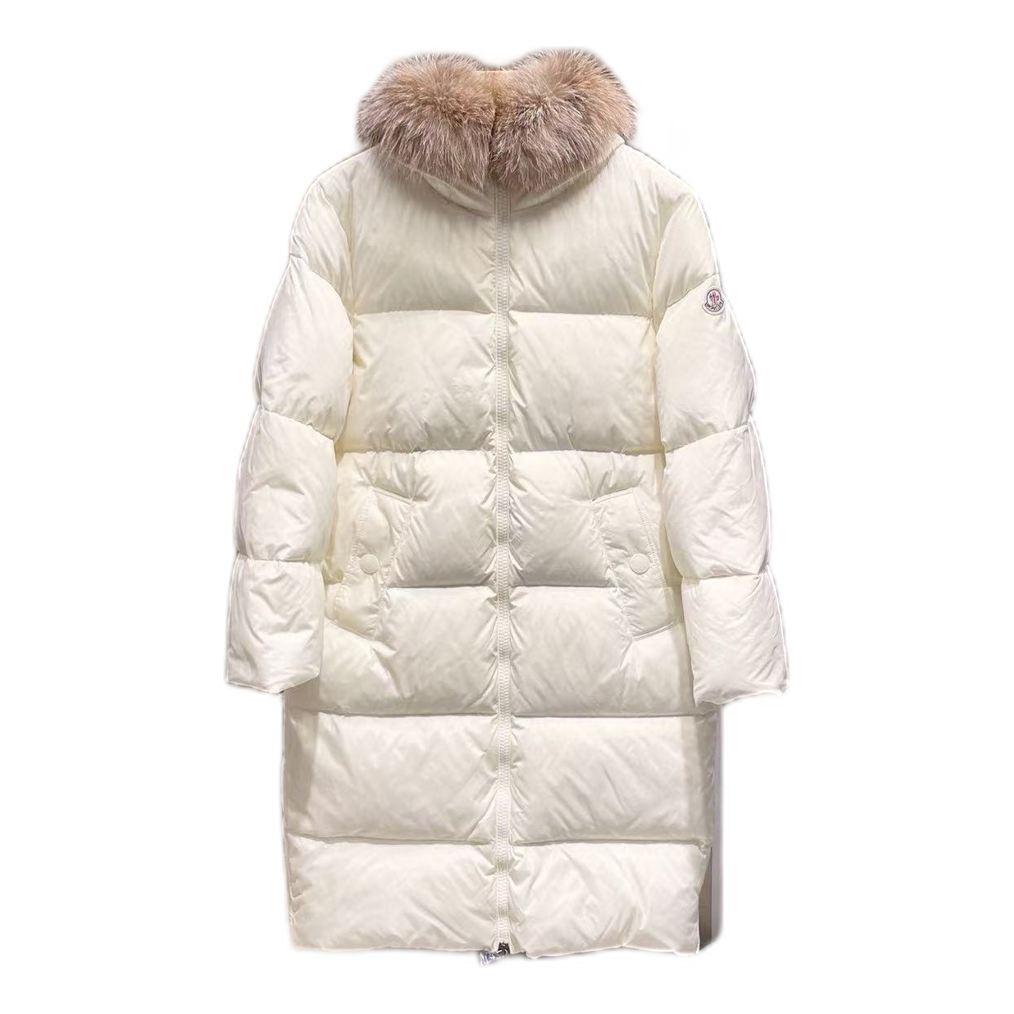 Moncler Marrionnier Long Down Coat – Ivory