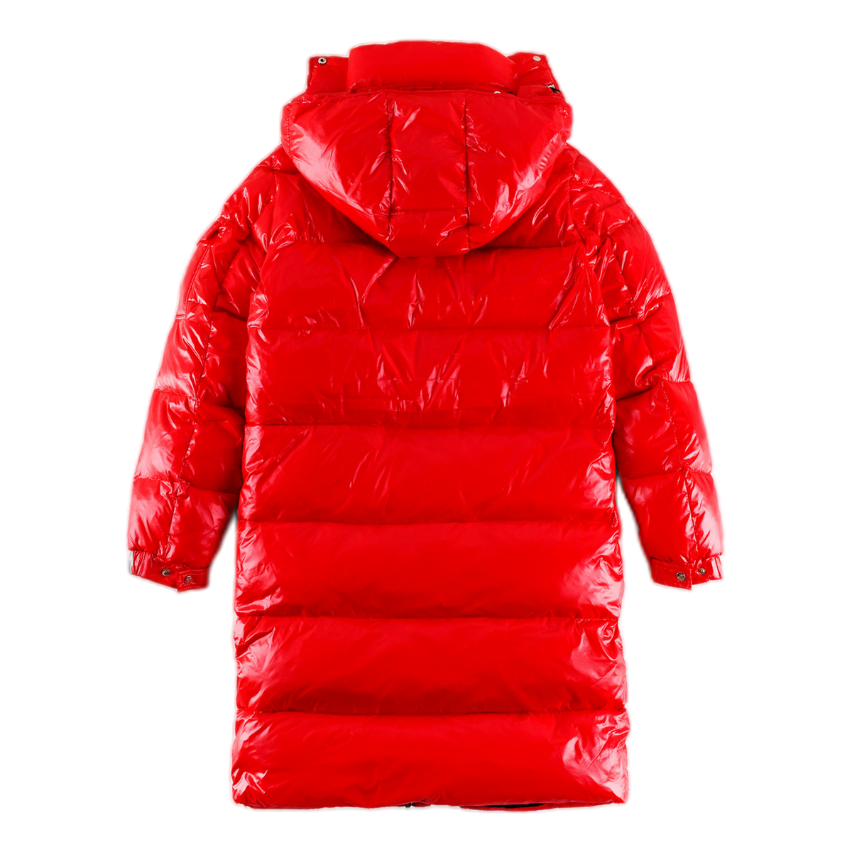 Moncler Hanoverian Glossy Hooded Long Puffer Coat – Red