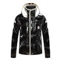 Moncler Glossy Hooded Puffer Jacket with Contrast Trim