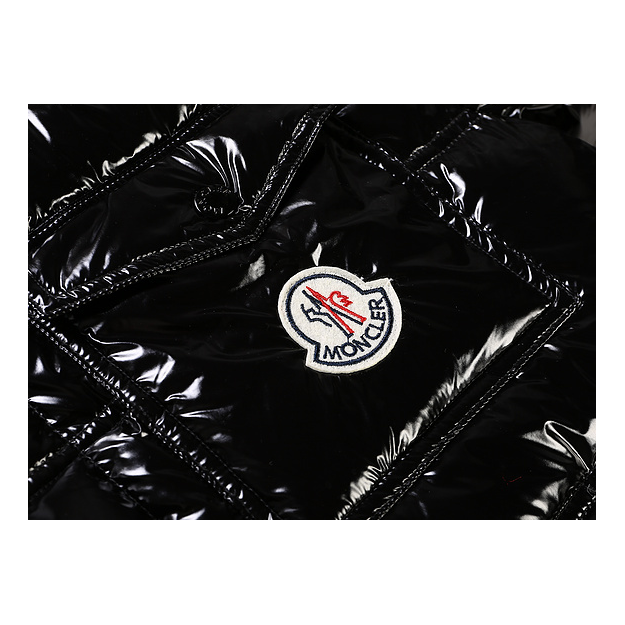 Moncler Glossy Hooded Puffer Jacket with Contrast Trim