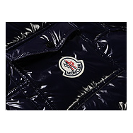 Moncler Glossy Hooded Puffer Jacket with Contrast Trim