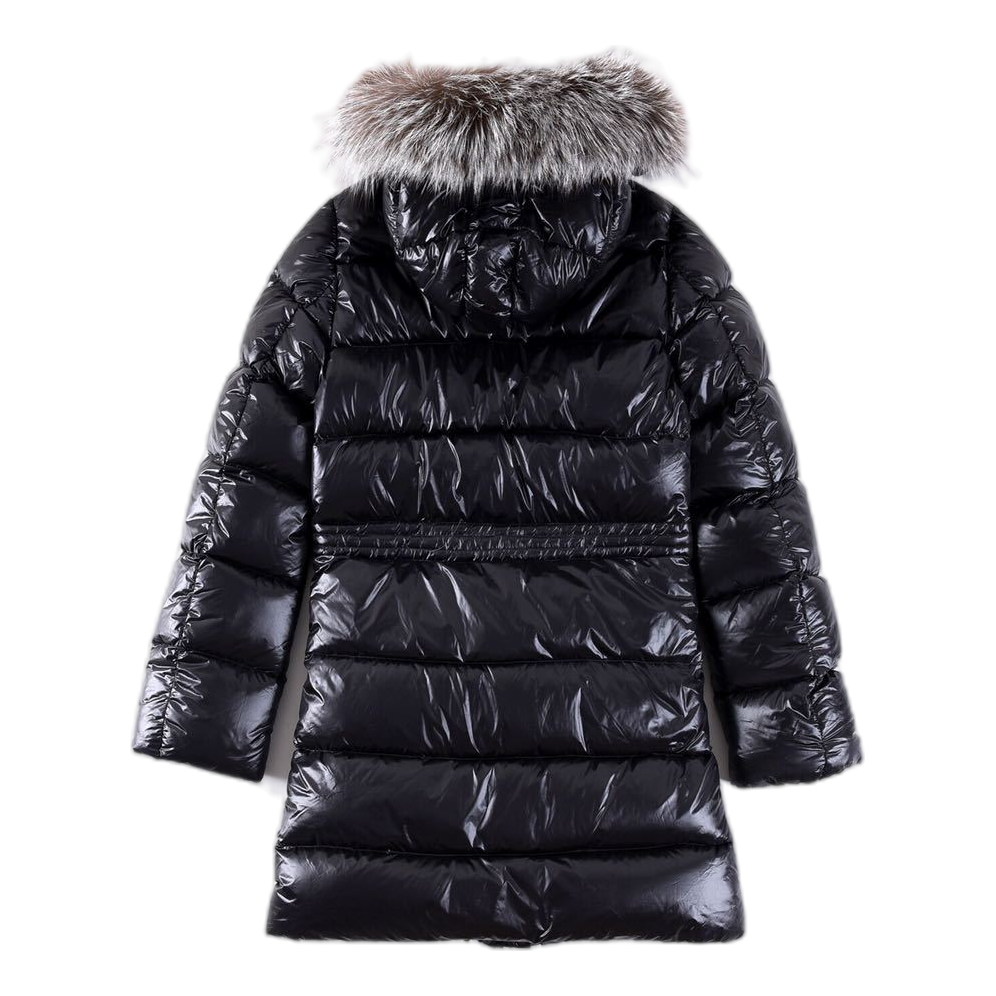 Moncler Fur-Trim Drawstring-Waist Long Puffer Jacket