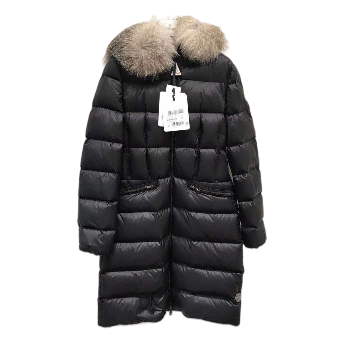 Moncler Four-Pocket Fur-Trim Hooded Long Puffer Coat – Black