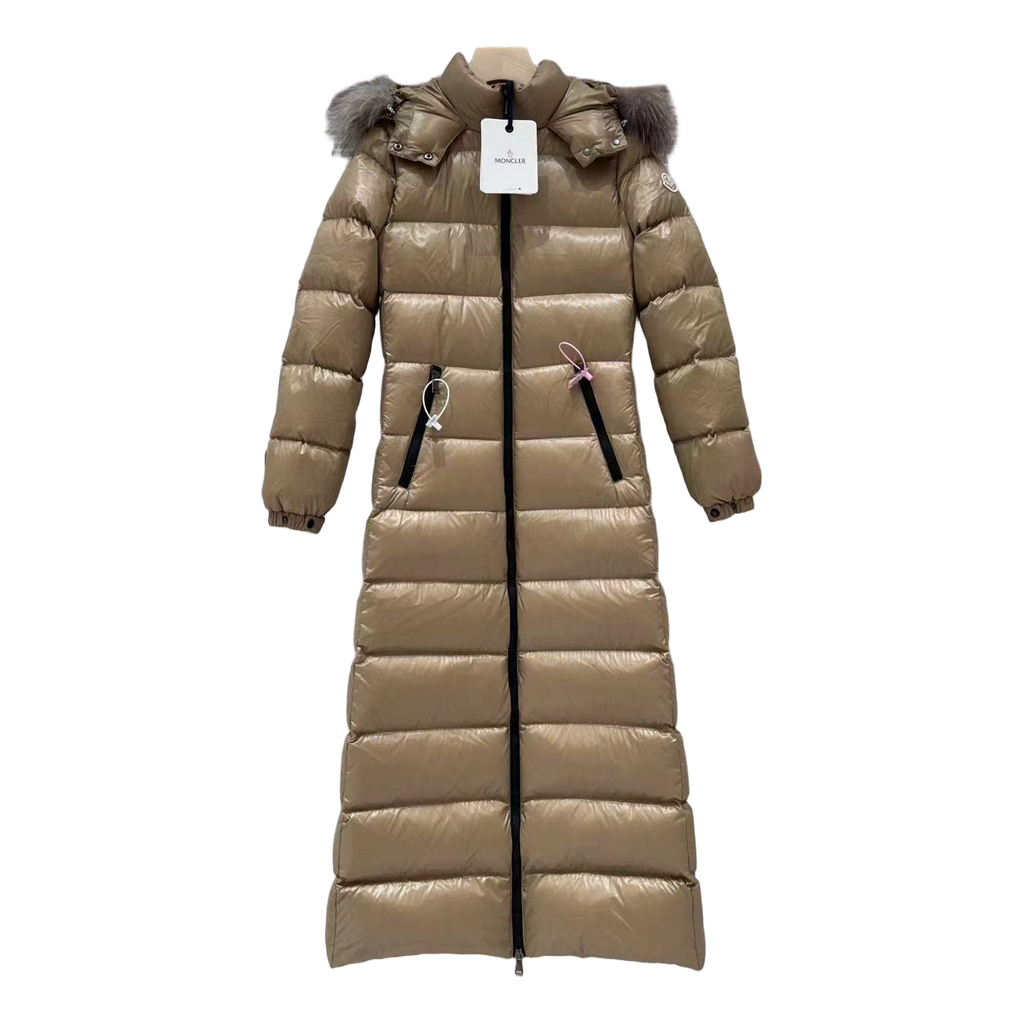 Moncler Hudson Fur-Trim Long Puffer Coat
