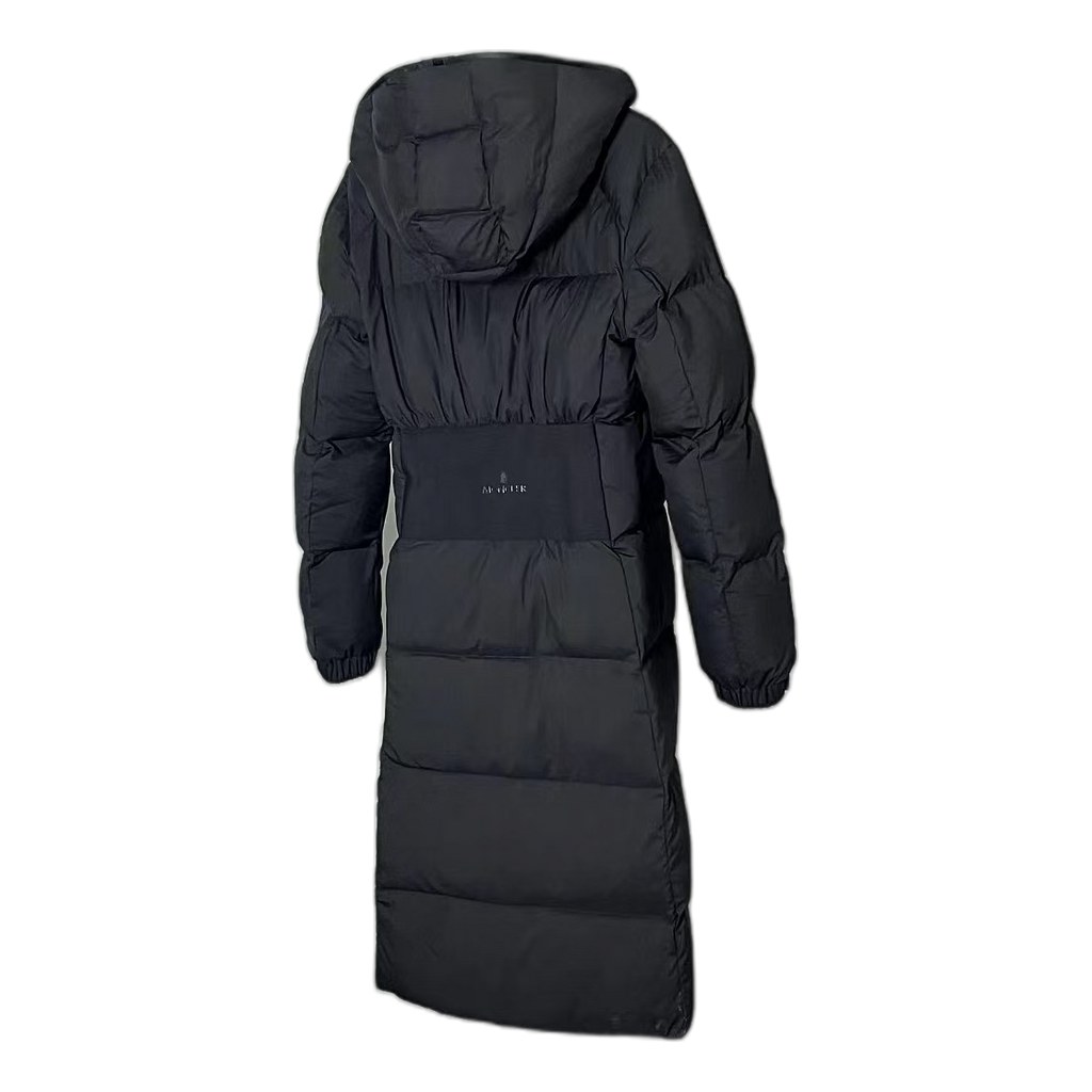Moncler Matte Zip-Front Hooded Long Down Coat – Black