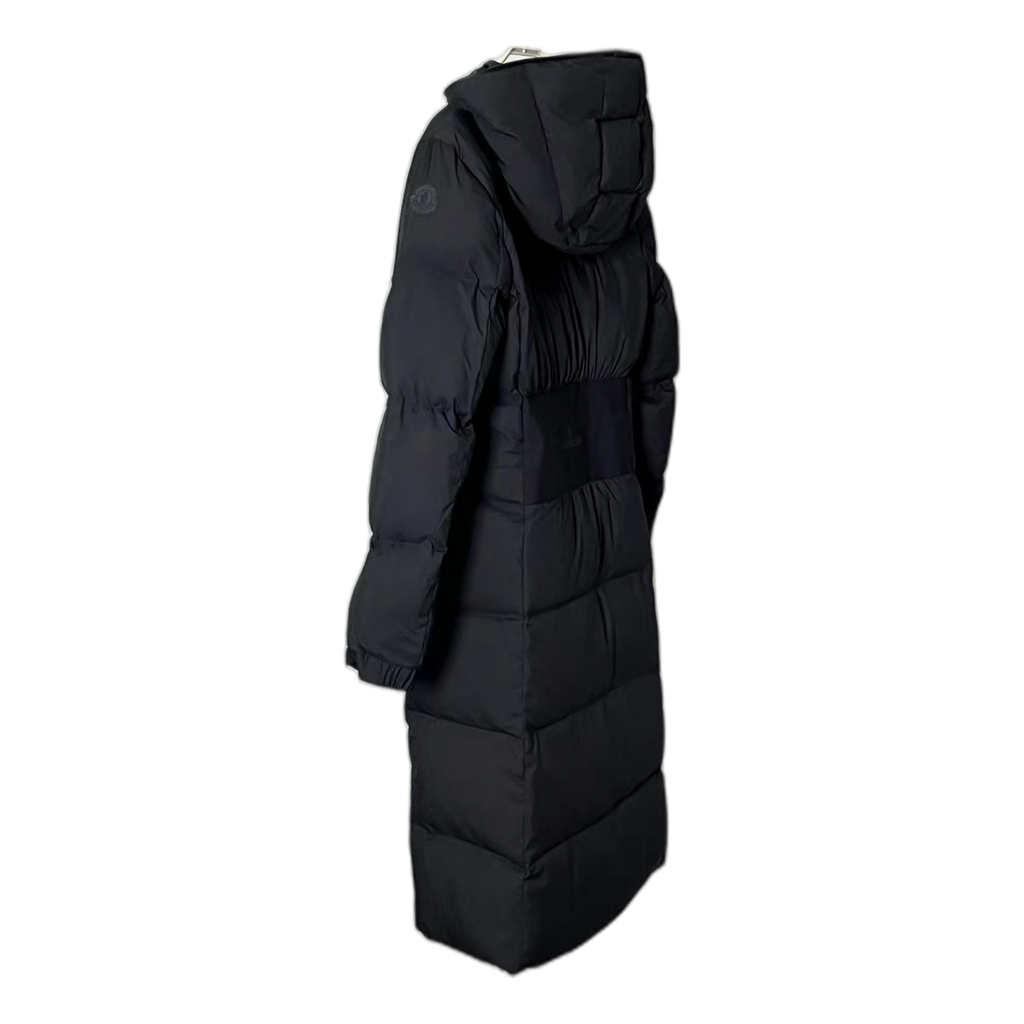 Moncler Matte Zip-Front Hooded Long Down Coat – Black