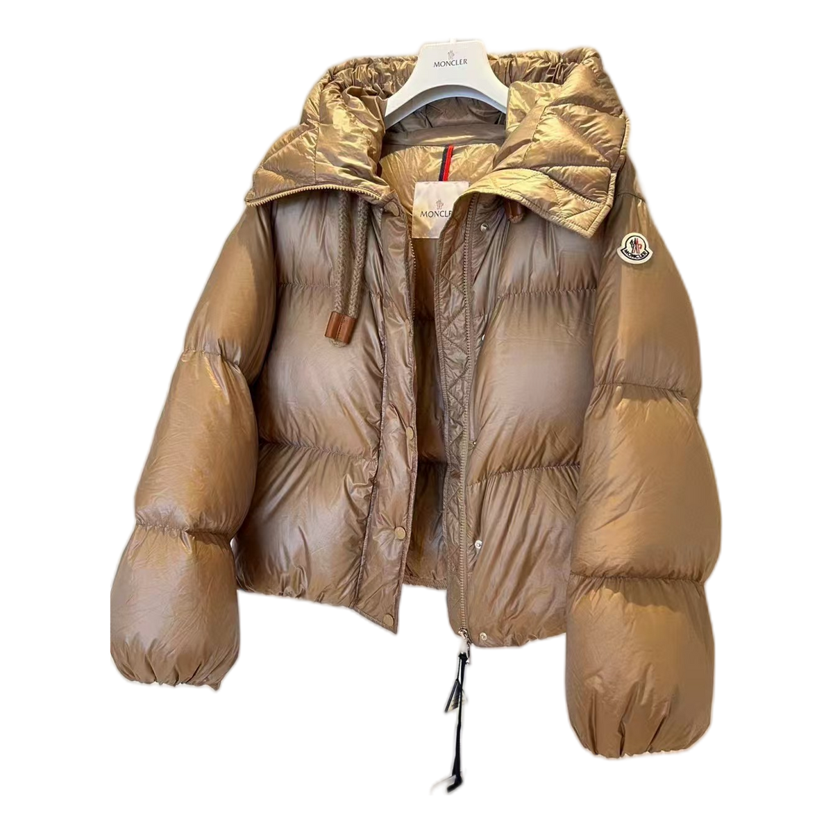 Moncler Borey Hooded Down Jacket in Bronze