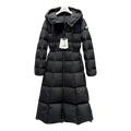 Moncler Fitted Long Hooded Puffer Coat – Black
