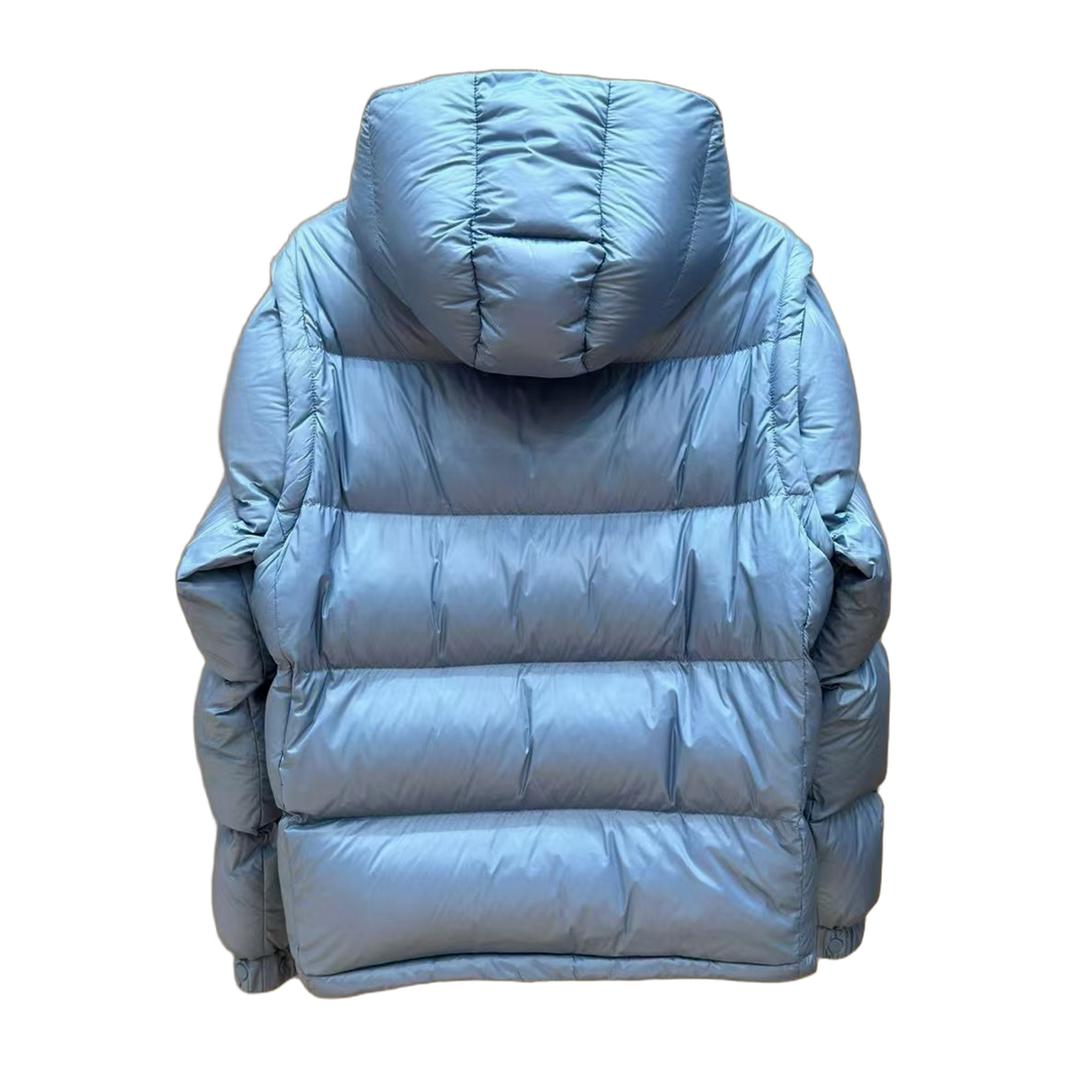 Moncler Orange-Badge Hooded Down Puffer – Ice Blue