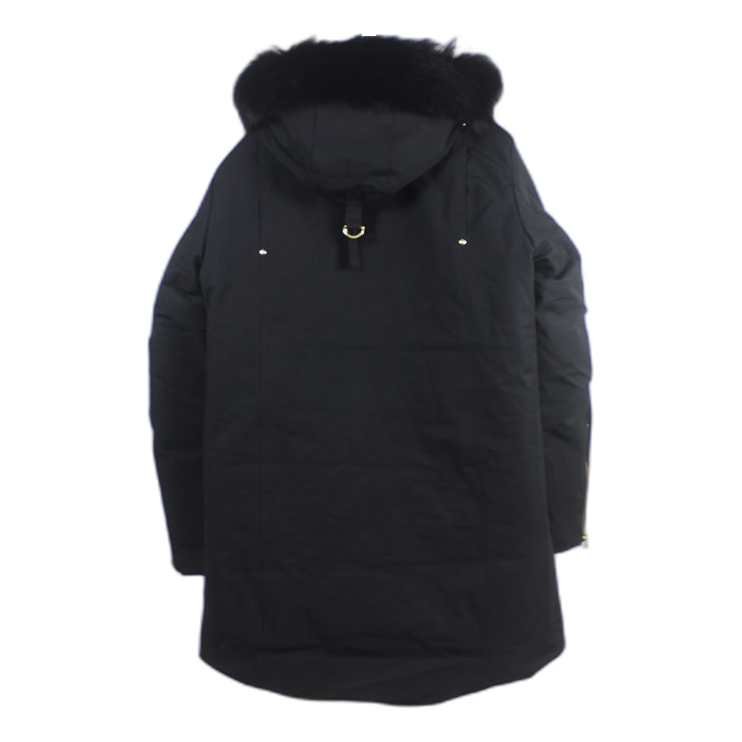 Moose Knuckles Stag Lake Gold-Trim Fur-Hood Parka – Black