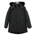 Moose Knuckles Curved-Hem Coyote Fur-Trim Hooded Down Parka – Black