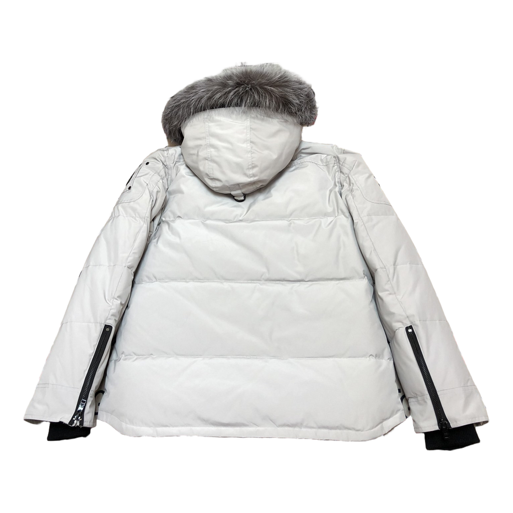 Moose Knuckles Four-Pocket Coyote Fur-Trim Hooded Down Puffer