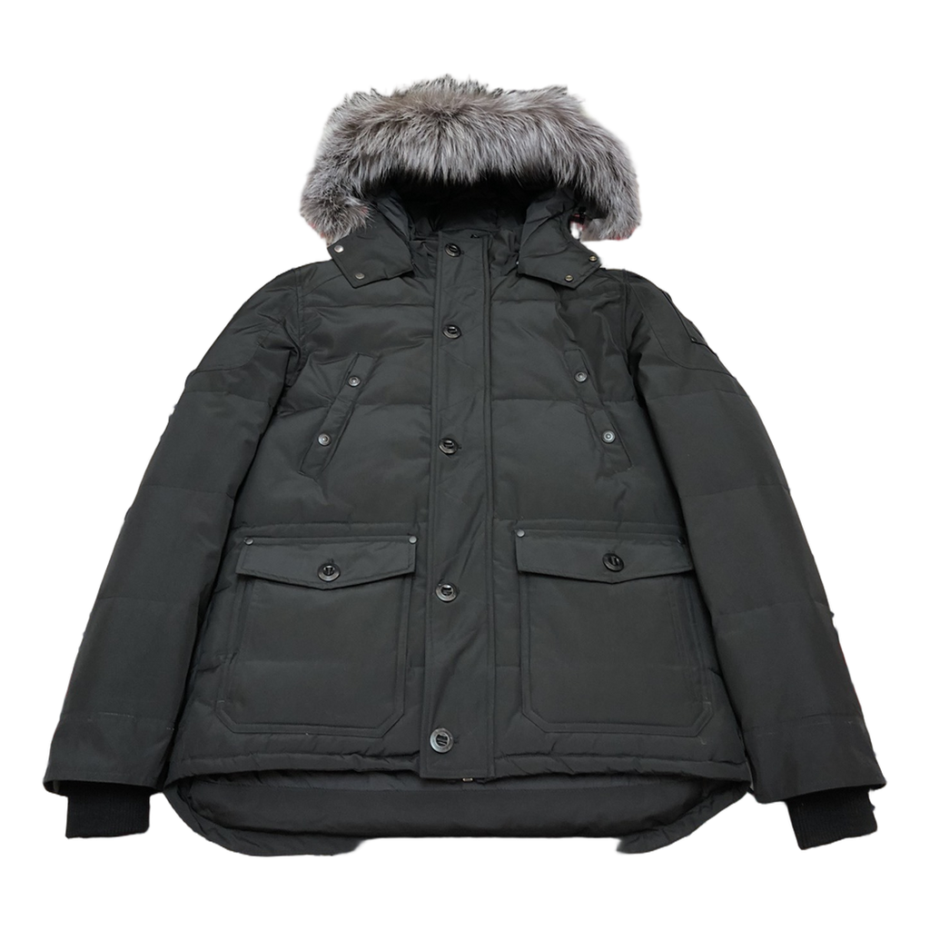 Moose Knuckles Four-Pocket Coyote Fur-Trim Hooded Down Puffer