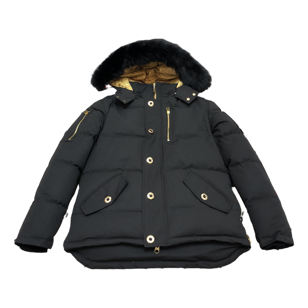 Moose Knuckles Gold 3Q Coyote Fur-Trim Down Puffer – Black