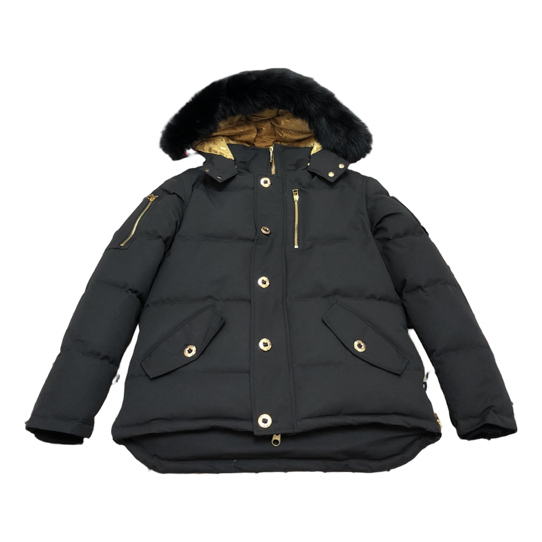 Moose Knuckles Gold 3Q Coyote Fur-Trim Down Puffer – Black