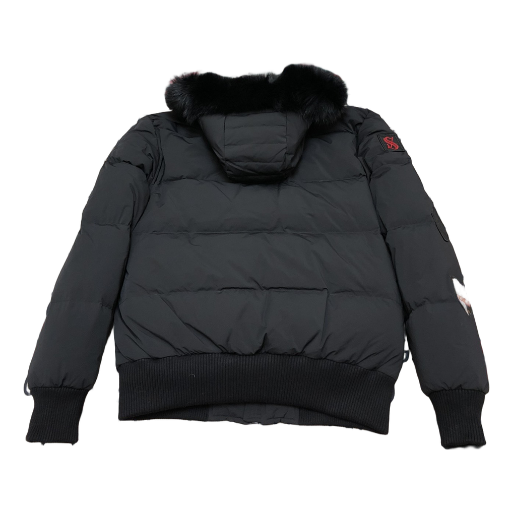Moose Knuckles Patch-Detail Hooded Down Bomber – Black