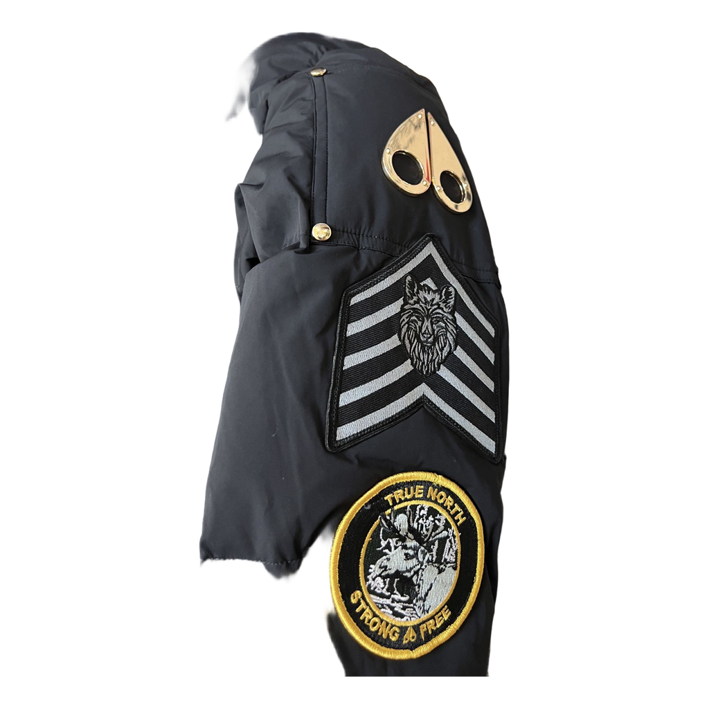 Moose Knuckles Patch-Detail Hooded Down Bomber – Black