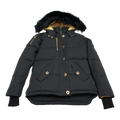 Moose Knuckles Gold 3Q Coyote Fur-Trim Hooded Down Puffer – Black