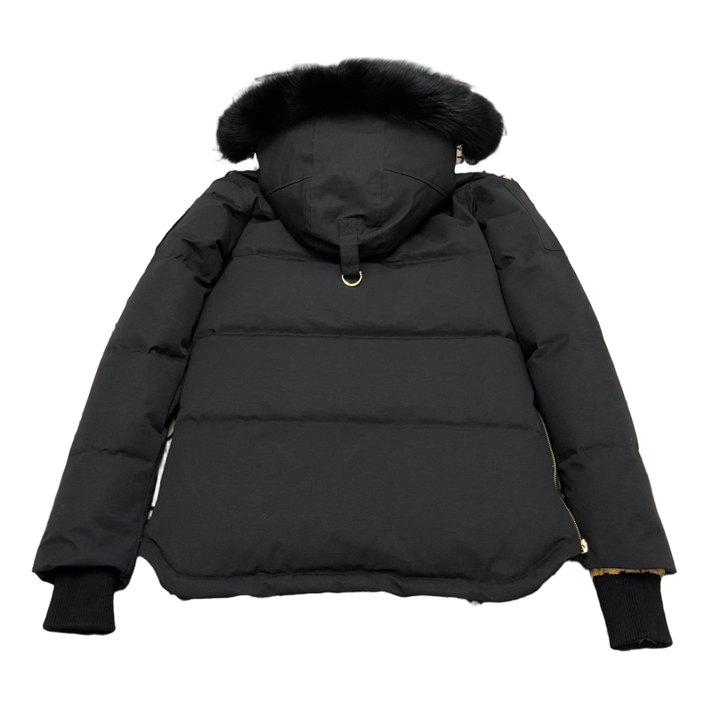 Moose Knuckles Gold 3Q Coyote Fur-Trim Hooded Down Puffer – Black