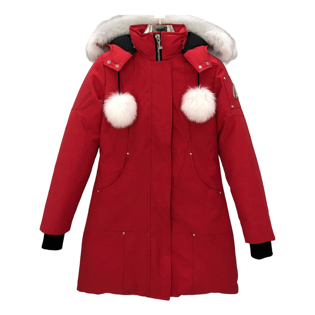 Moose Knuckles Stirling Pom-Pom Parka – White Fur Trim