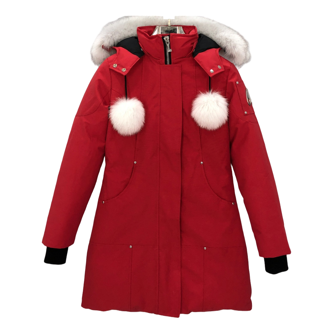 Moose Knuckles Stirling Pom-Pom Parka – White Fur Trim
