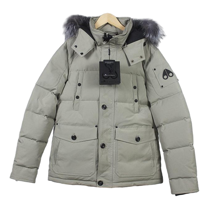 Moose Knuckles Four-Pocket Coyote Fur-Trim Quilted Down Jacket