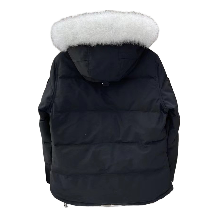 Moose Knuckles Chest-Zip Coyote Fur-Trim Hooded Down Puffer