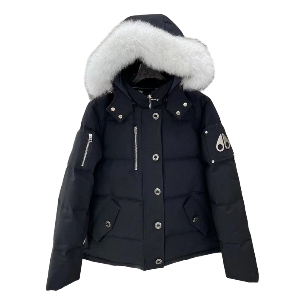 Moose Knuckles Chest-Zip Coyote Fur-Trim Hooded Down Puffer