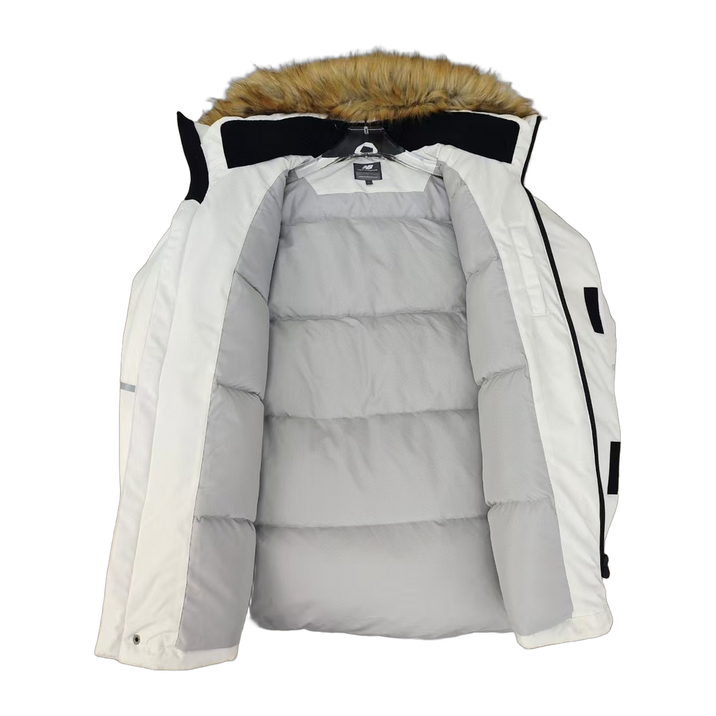 New Balance Fur-Trim Hooded Utility Jacket – White