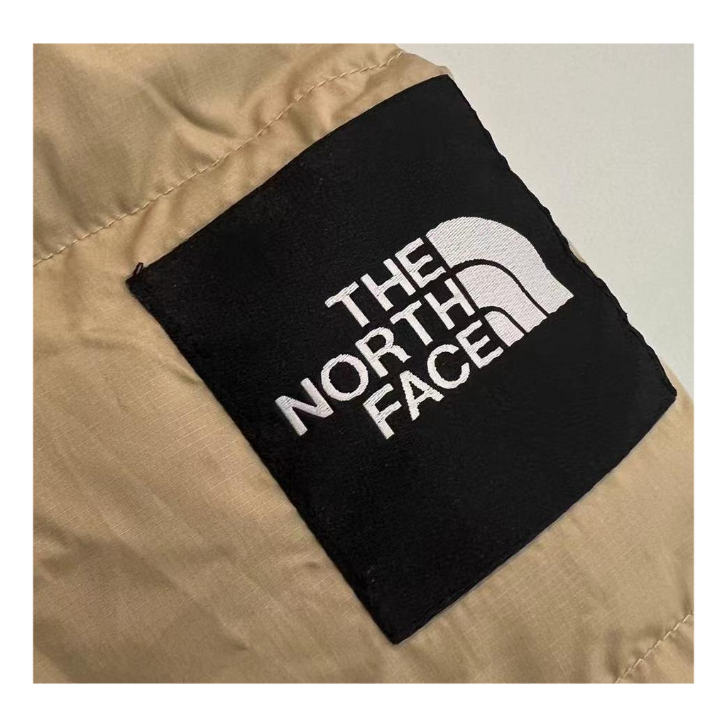 The North Face Color-Block Hooded Long Puffer Coat – Tan