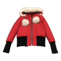 Moose Knuckles Debbie Pom-Pom Hooded Down Bomber – Red
