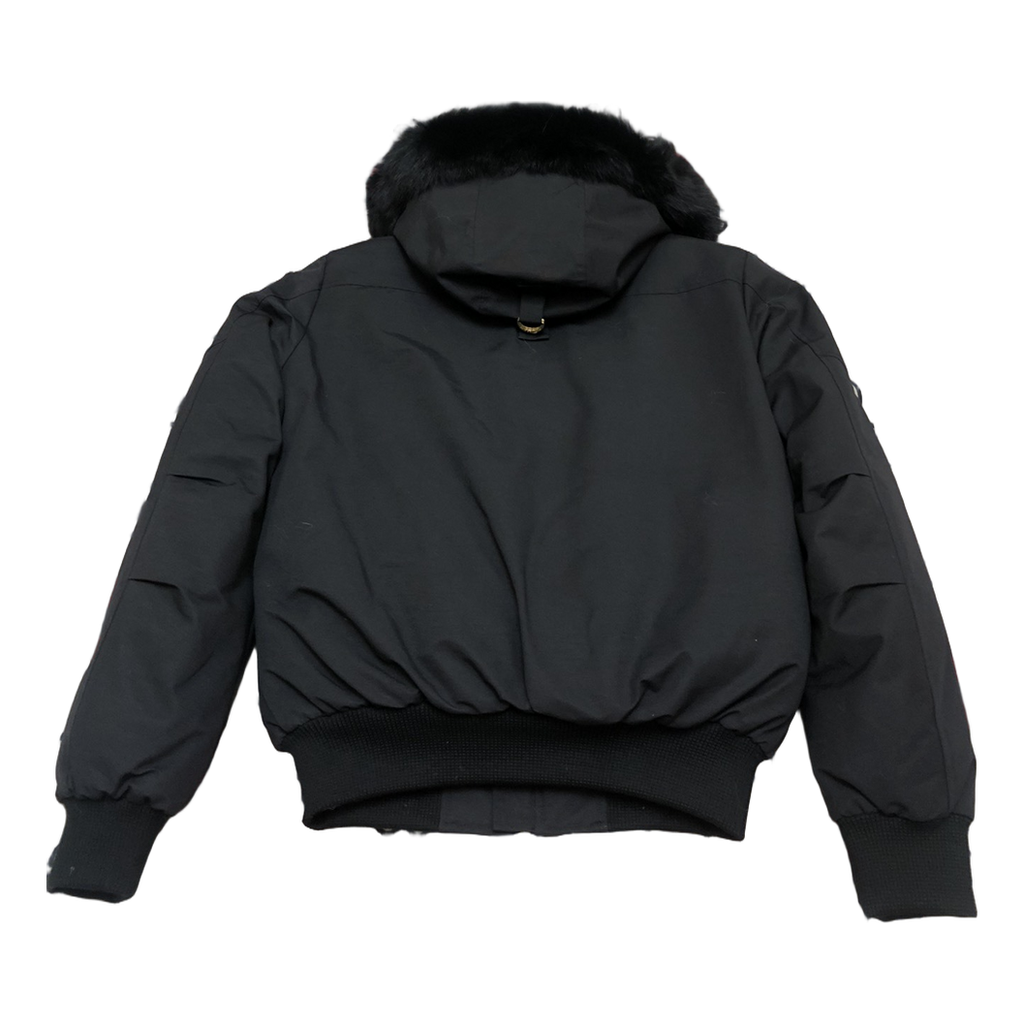 Moose Knuckles Gold Ballistic Coyote Fur-Trim Down Bomber – Black