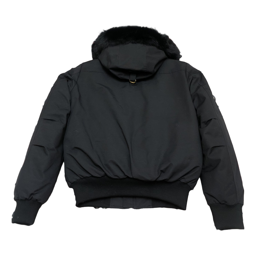 Moose Knuckles Gold Ballistic Coyote Fur-Trim Down Bomber – Black