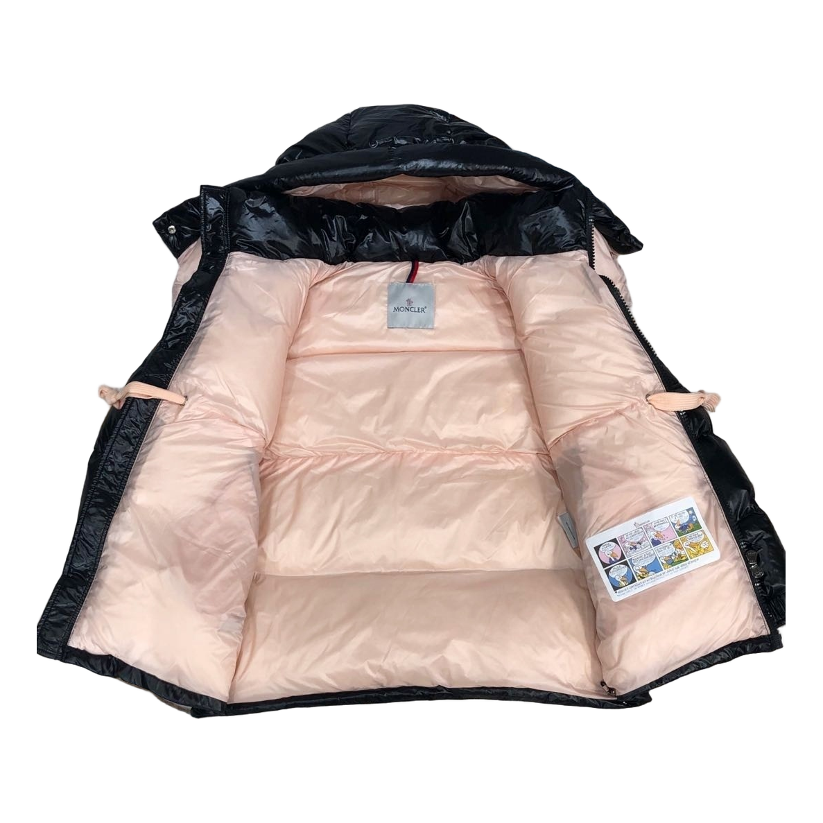 Moncler Mountain-Badge Glossy Short Puffer Jacket – Black